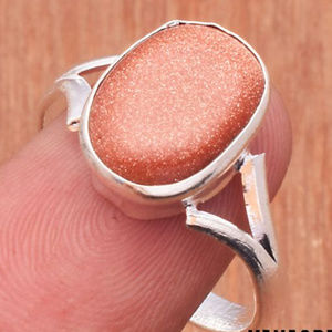 Sunstone 925 Silver Plated Handmade Ring size 6
